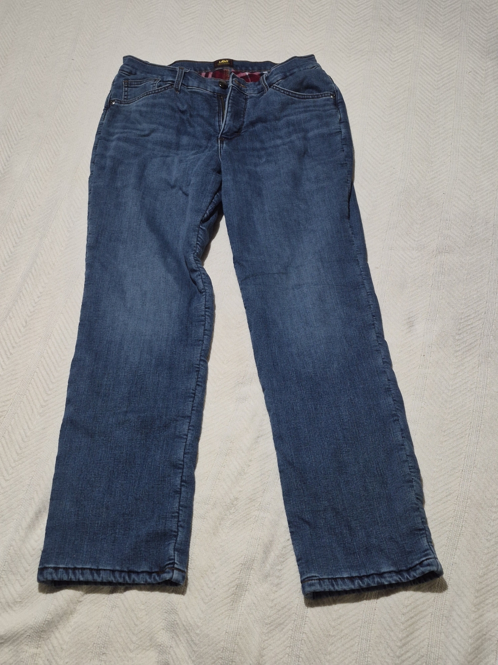 Lee Premium Select Mens Regular Fit Flannel Lined Jeans Size 30x30 Medium Wash